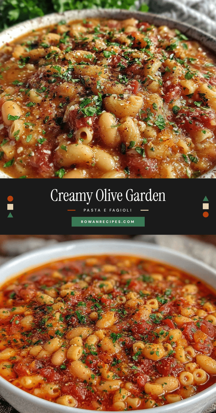 Creamy Olive Garden Pasta e Fagioli Copycat Soup recipe