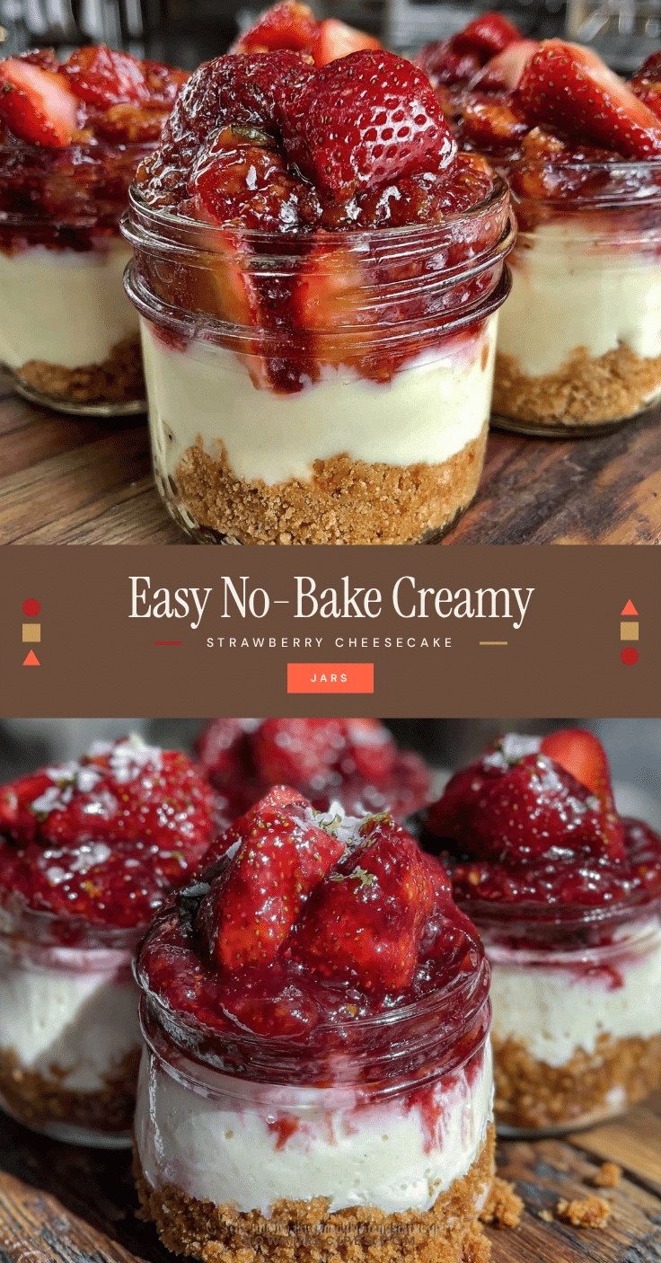 easy no bake strawberry cheesecake jars recipe