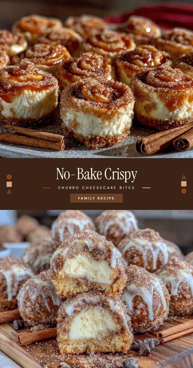 crispy no-bake churro cheesecake bites recipe