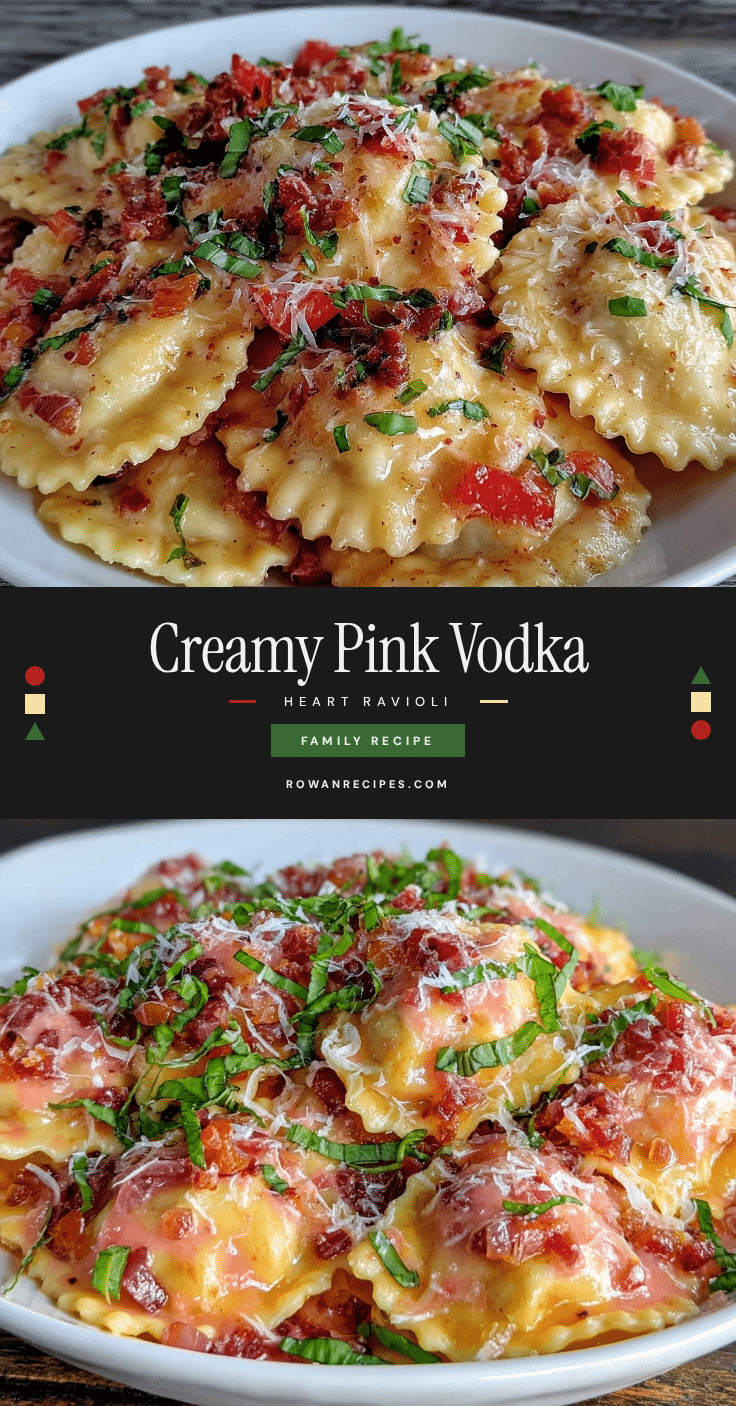 creamy heart-shaped ravioli with pink vodka sauce recipe