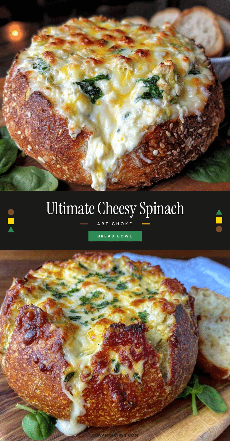 four-cheese baked spinach artichoke dip bread bowl recipe