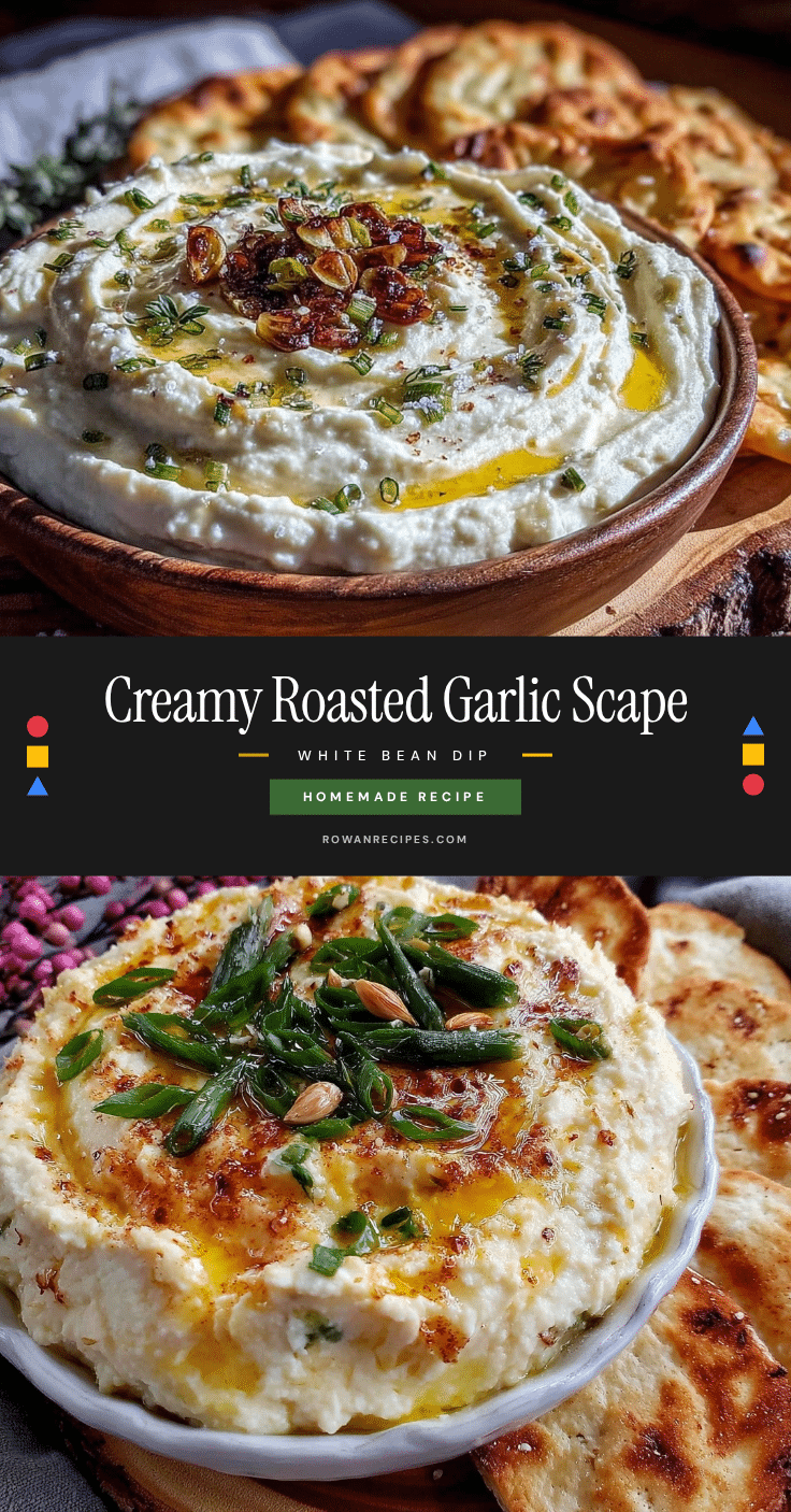 creamy roasted garlic scape and white bean dip recipe