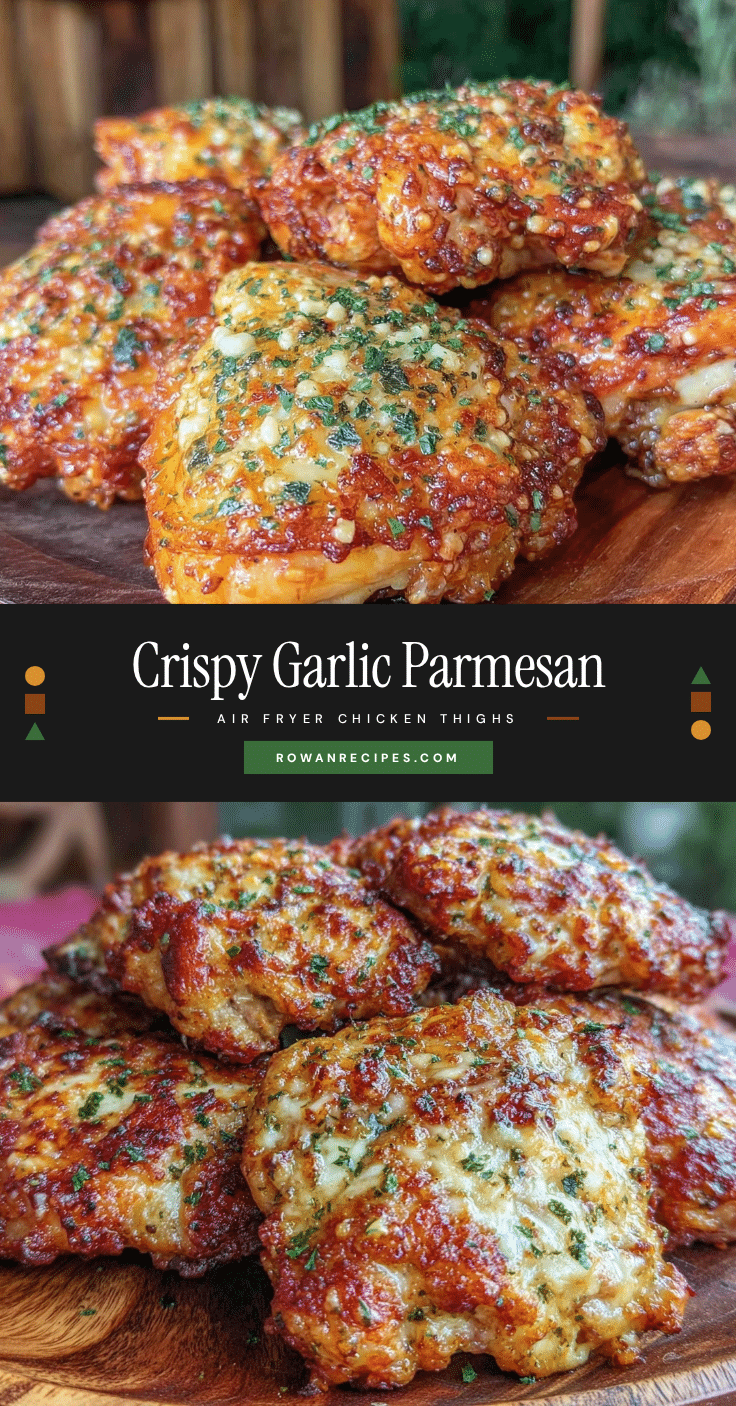 crispy garlic parmesan air fryer chicken thighs recipe