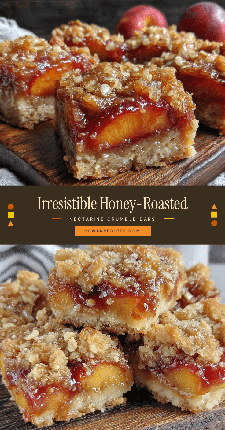 honey-roasted nectarine crumble bars recipe