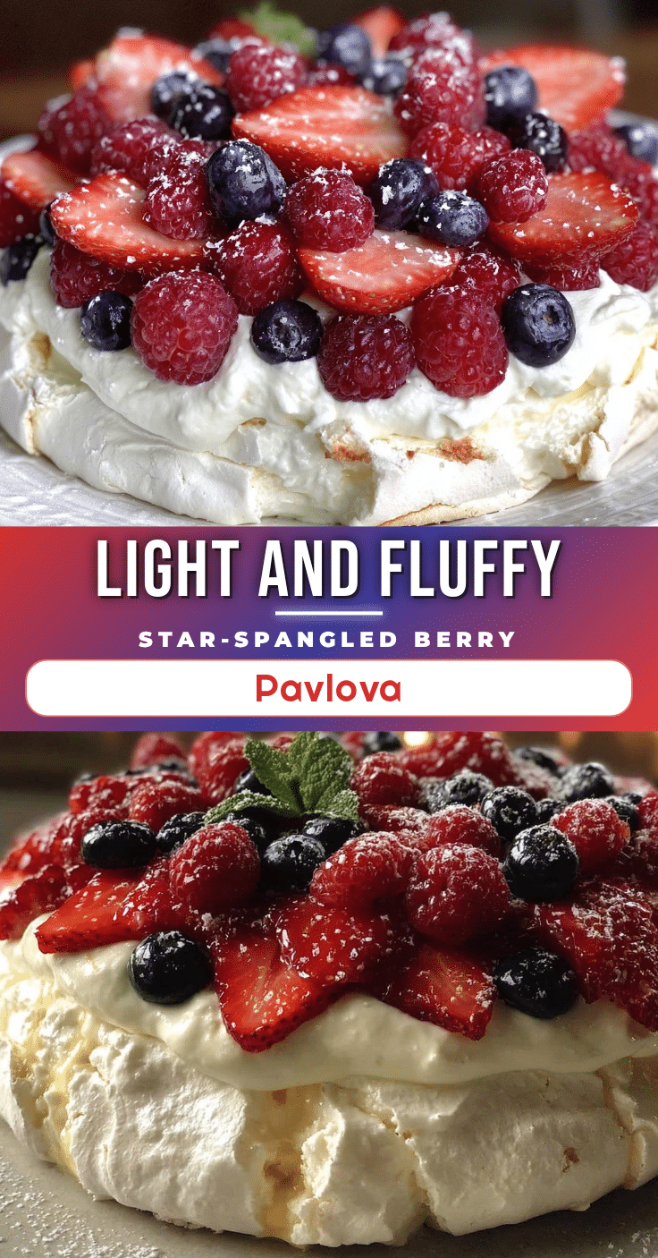 Light Star-Spangled Berry Pavlova recipe