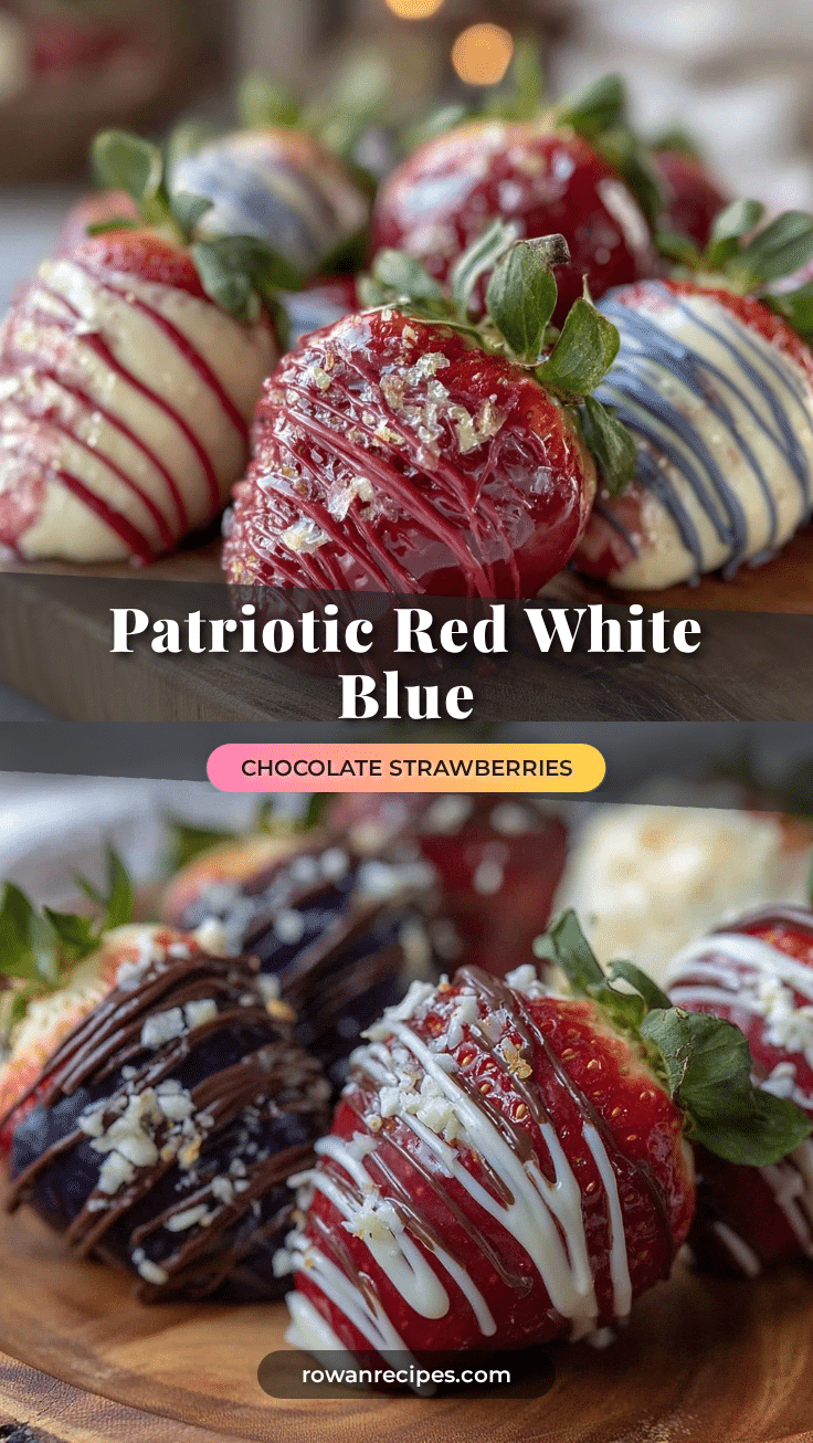 red white and blue chocolate-covered strawberries recipe
