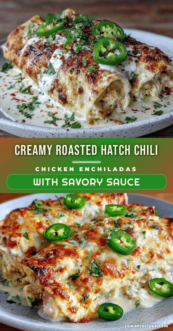 creamy roasted hatch green chili chicken enchiladas recipe