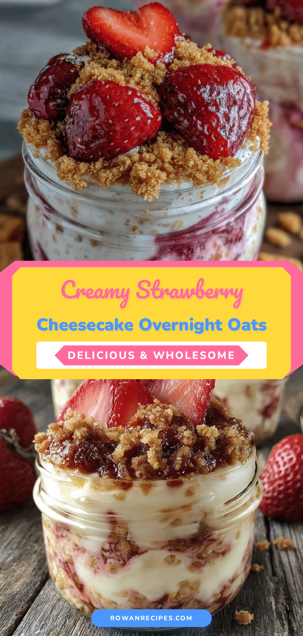 creamy strawberry cheesecake overnight oats recipe