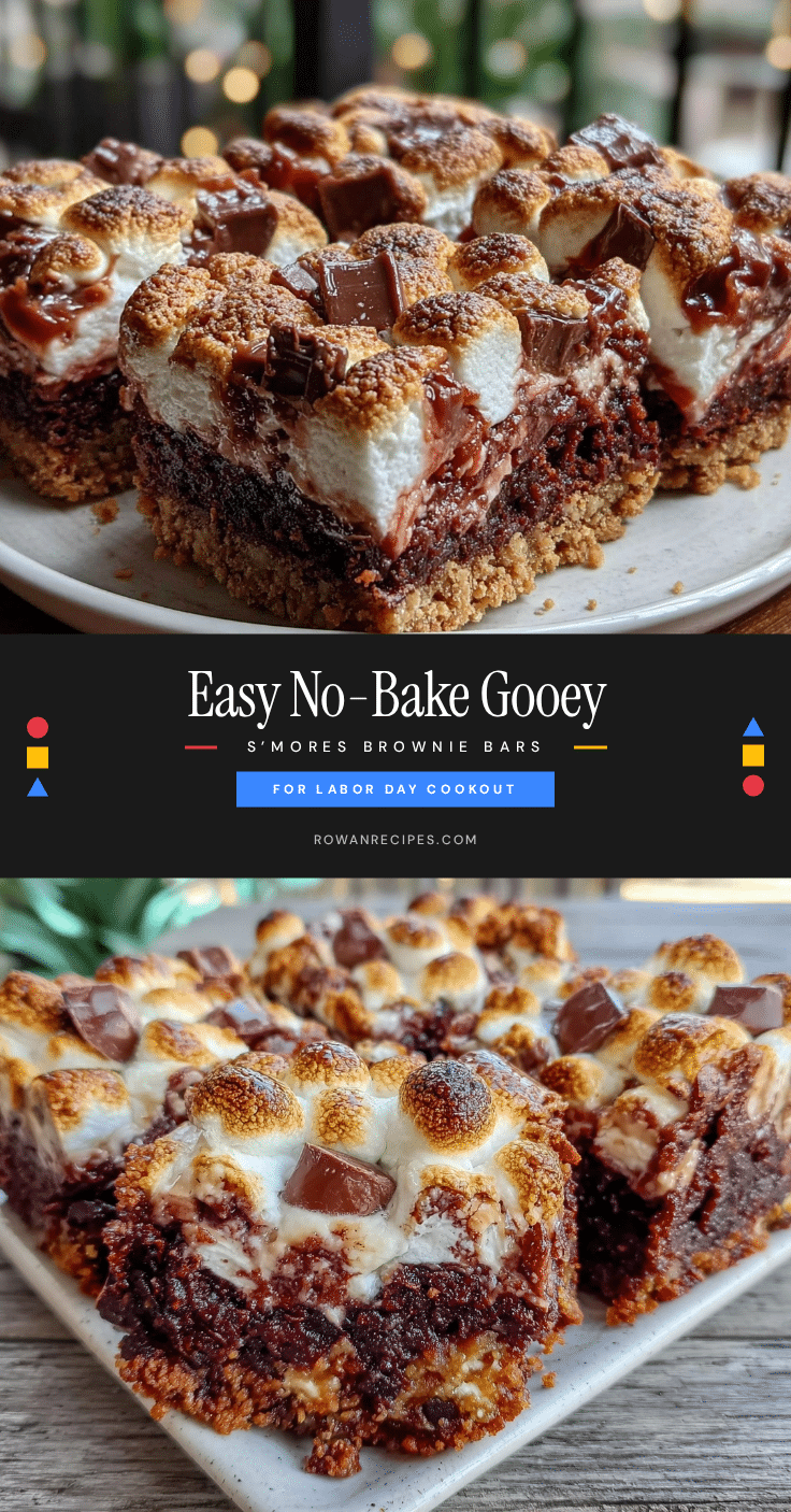 Easy No-Bake S’mores Brownie Bars recipe