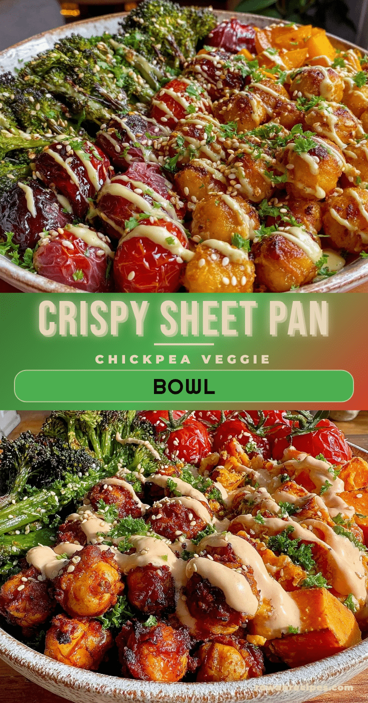 healthy sheet pan crispy chickpea veggie bowl recipe