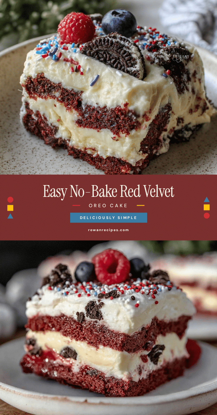No-Bake Red Velvet Oreo Icebox Cake recipe