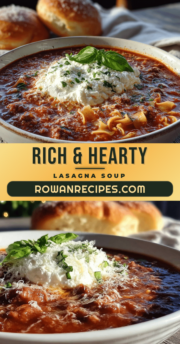 cozy lasagna soup with creamy ricotta dollop recipe