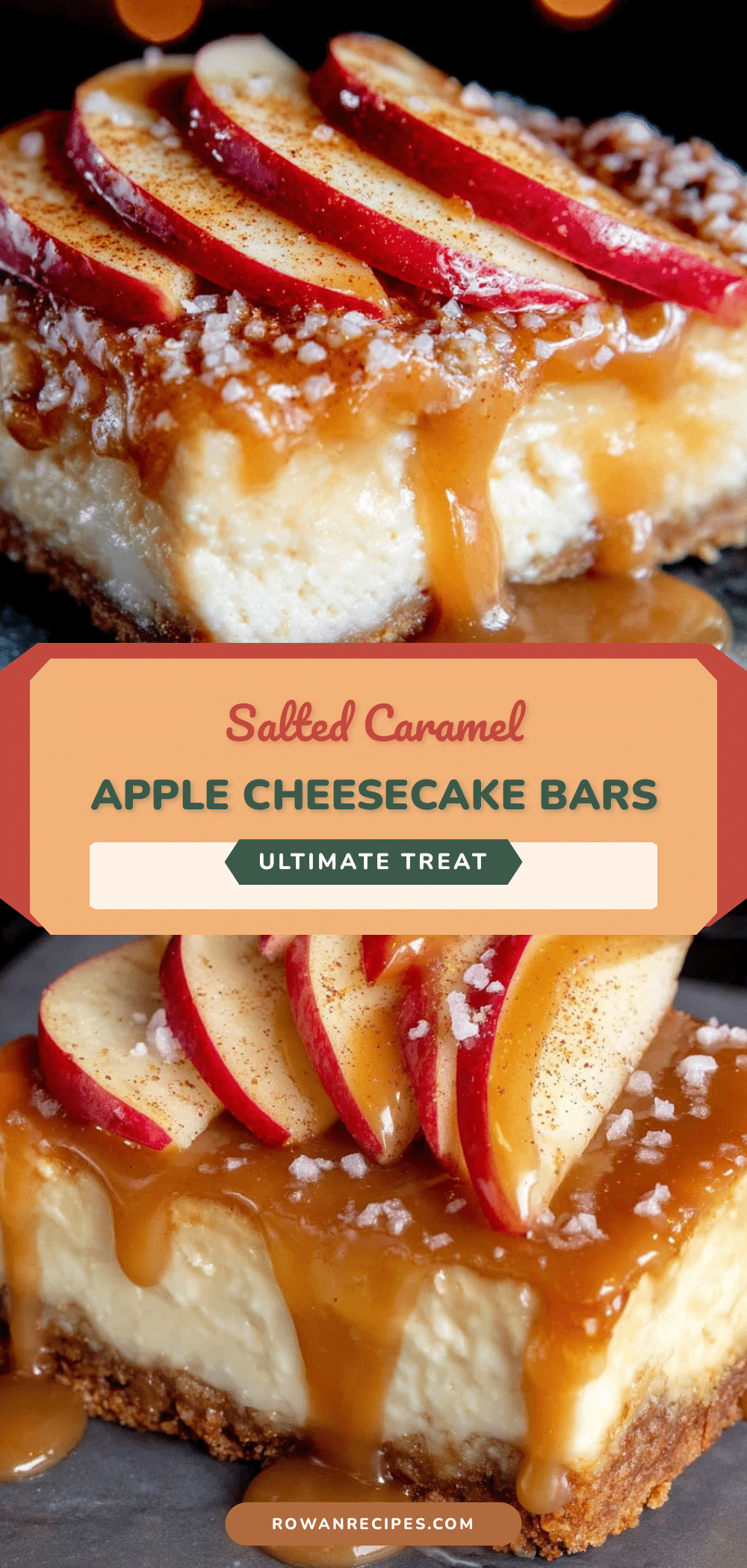 creamy salted caramel apple cheesecake bars recipe