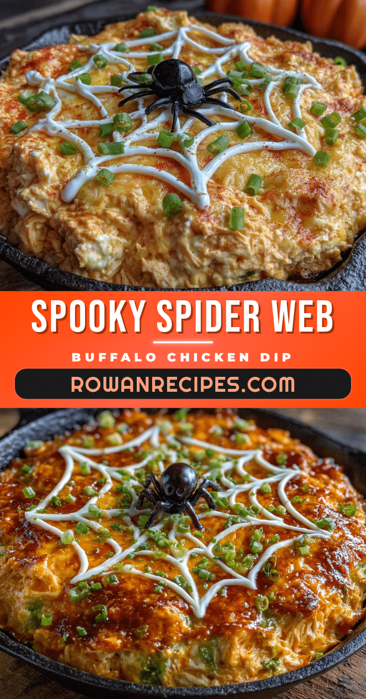 Spooky Spider Web Buffalo Chicken Dip recipe