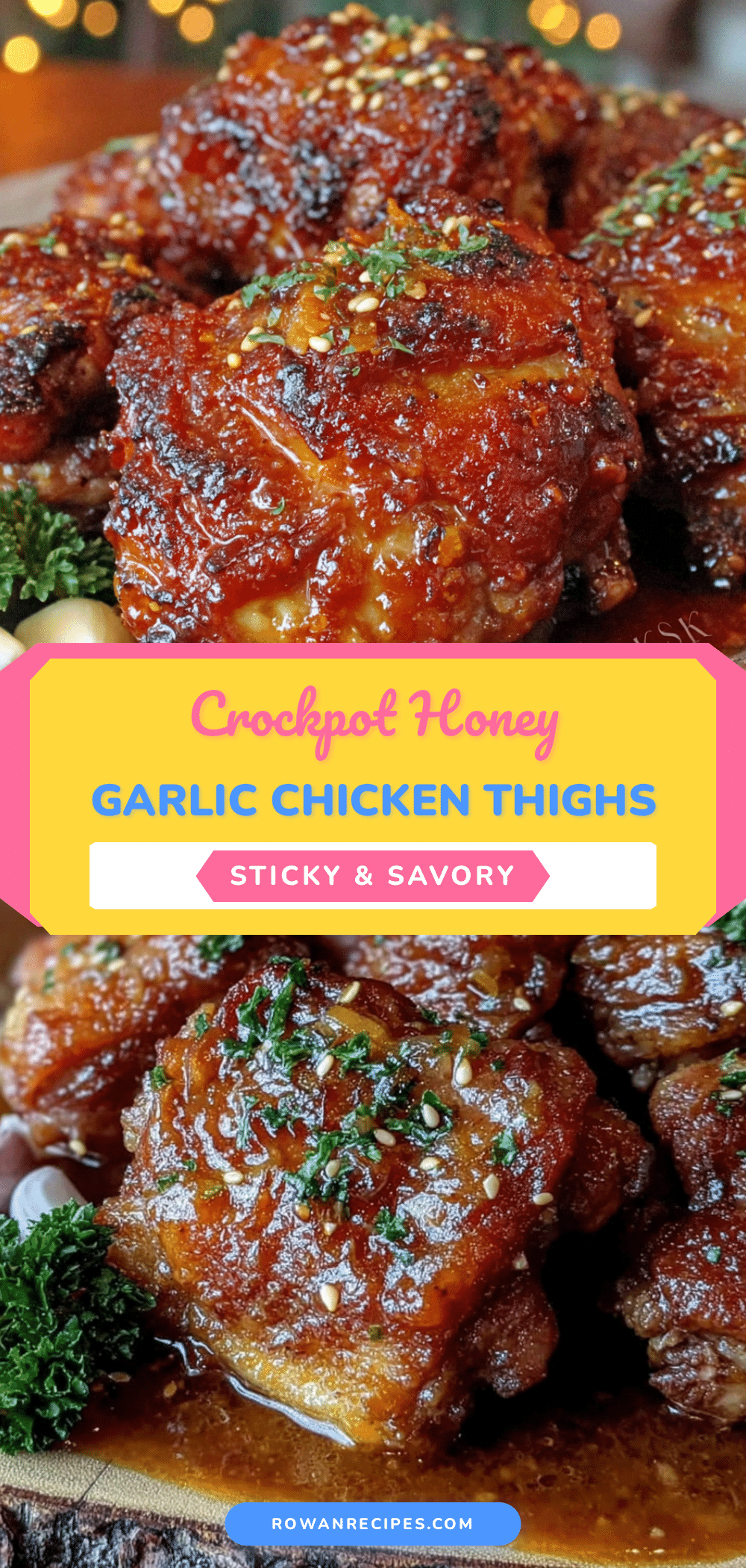 sticky honey garlic chicken thighs crockpot recipe