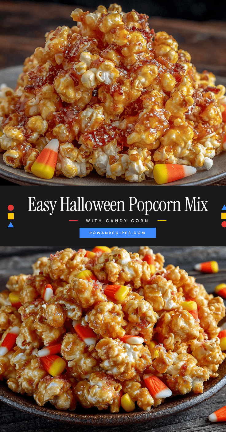 Easy Halloween Popcorn Mix with Candy Corn recipe